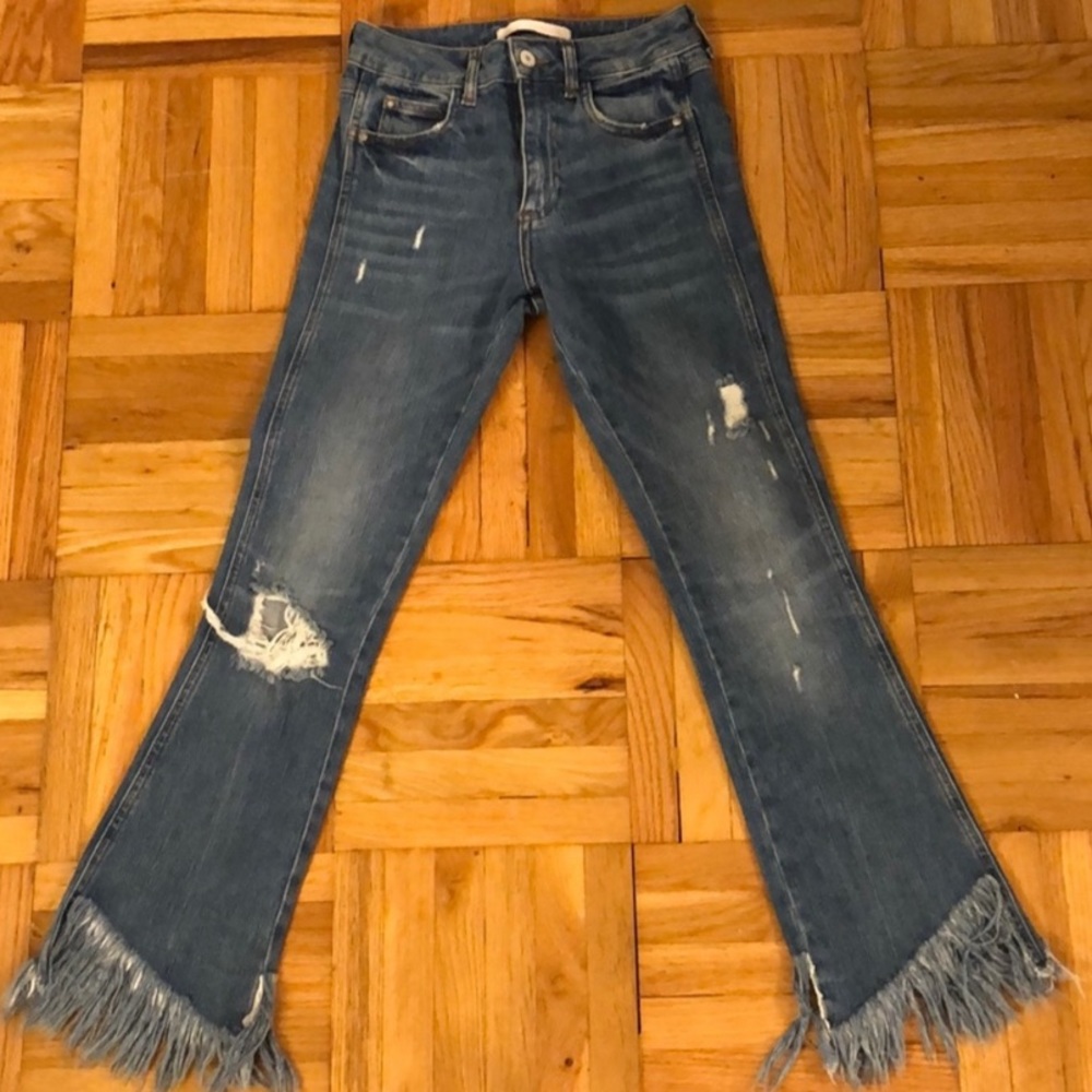 Zara Trafaluc Distressed hem jeans